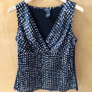 Ann Taylor XS Womens Blue/White/Blk Sleeveless Top